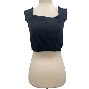 Samantha Pleet Tudor Off The Shoulder Cropped Wool Blend Black Top Size X-Small